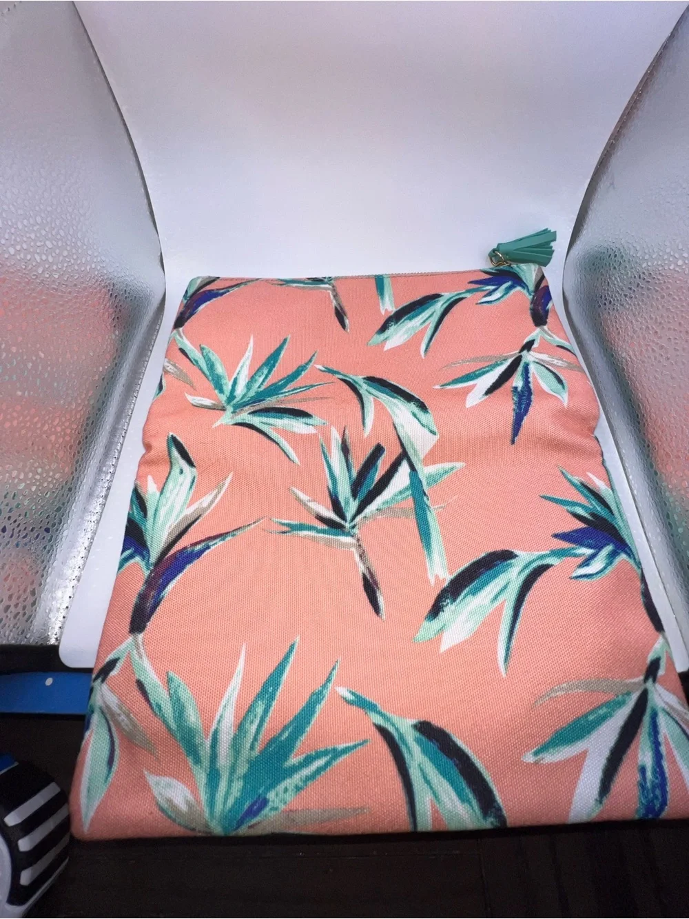Rachel Pally Coral Floral and Mint Fold-Over Clutch